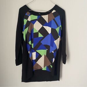 Alfani Women’s Crew Neck 3/4 Sleeve Geometric Print Top XS